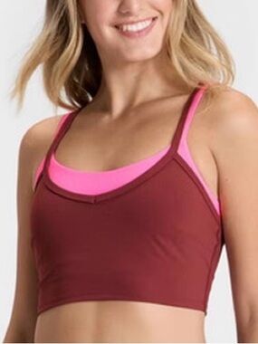 JoyLab Two-Tone Sports Bra Top in Burgundy and Hot Pink, Size XXL, NWT